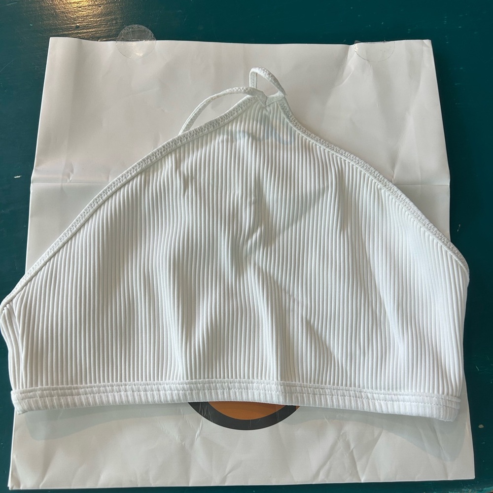 NWT Tropic Of C white ripple halter top, size L